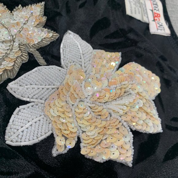 Vintage‎ Bridge BG Gate Black Satin Over Sized Blouse Long Sleeve Medium Floral - Picture 8 of 12